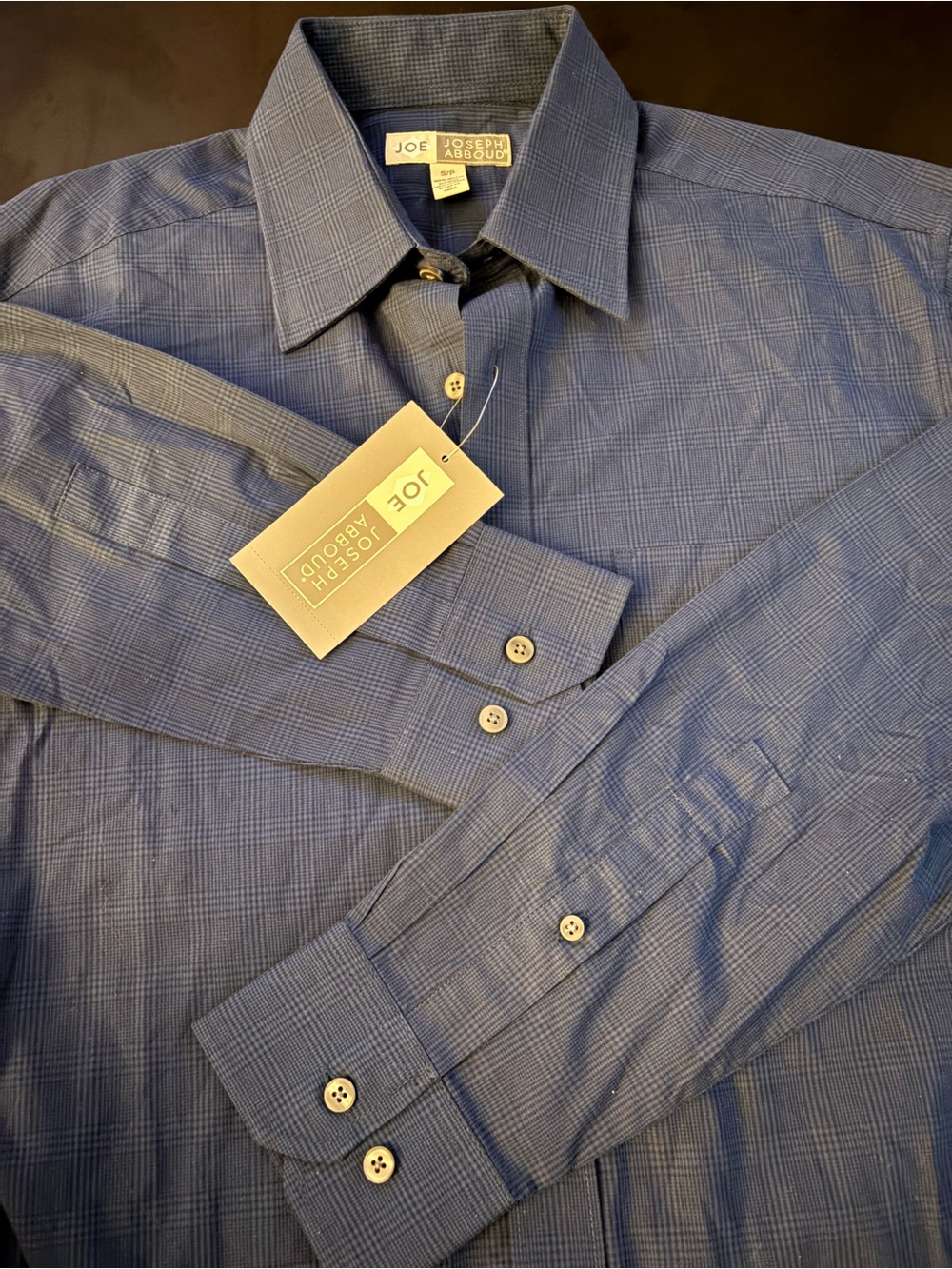 JOE Joseph Abboud Mens Shirt Small Navy Plaid 100% Cotton NWT
